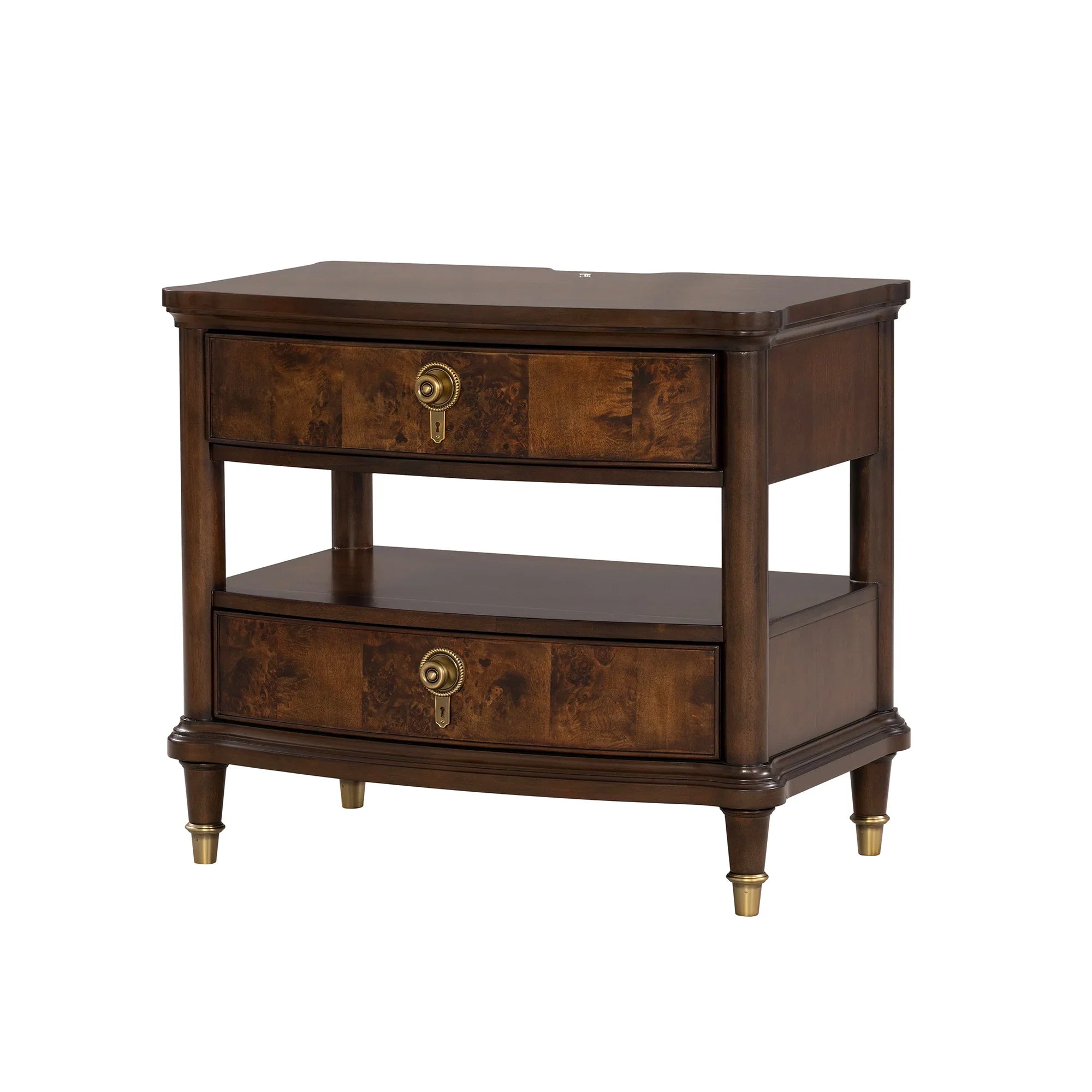 30.5" Westerham French Nightstand Power Outlet with LED Light, Dark Cherry