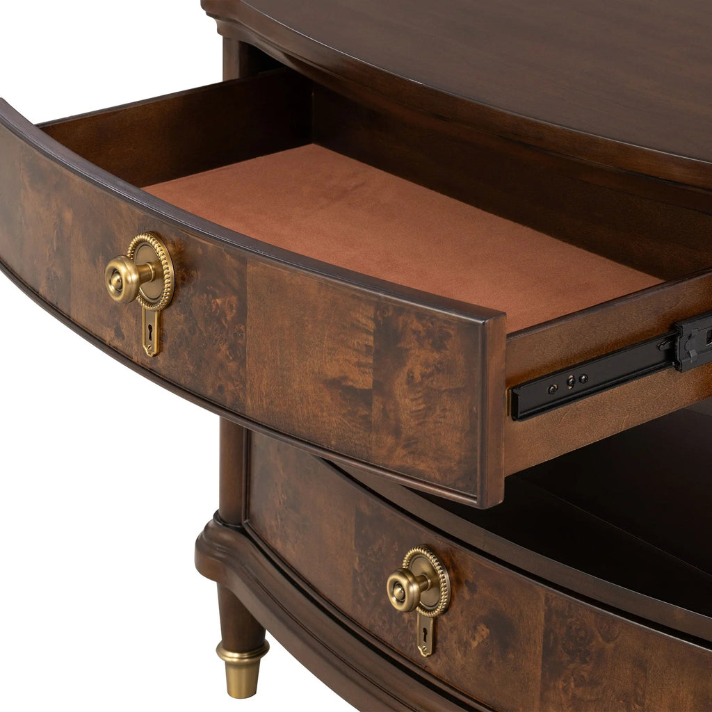 30.5" Westerham French Nightstand Power Outlet with LED Light, Dark Cherry