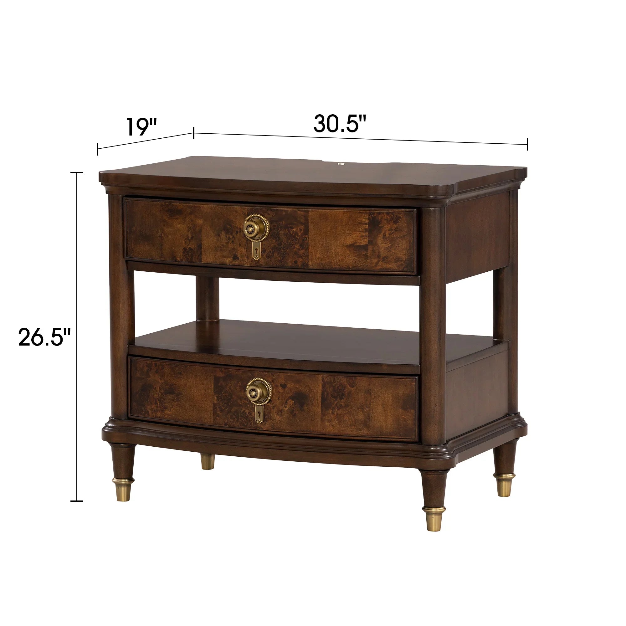 30.5" Westerham French Nightstand Power Outlet with LED Light, Dark Cherry