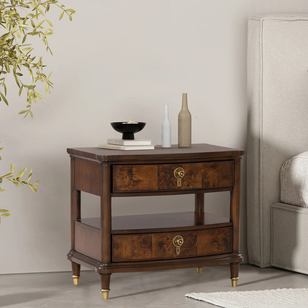 30.5" Westerham French Nightstand Power Outlet with LED Light, Dark Cherry