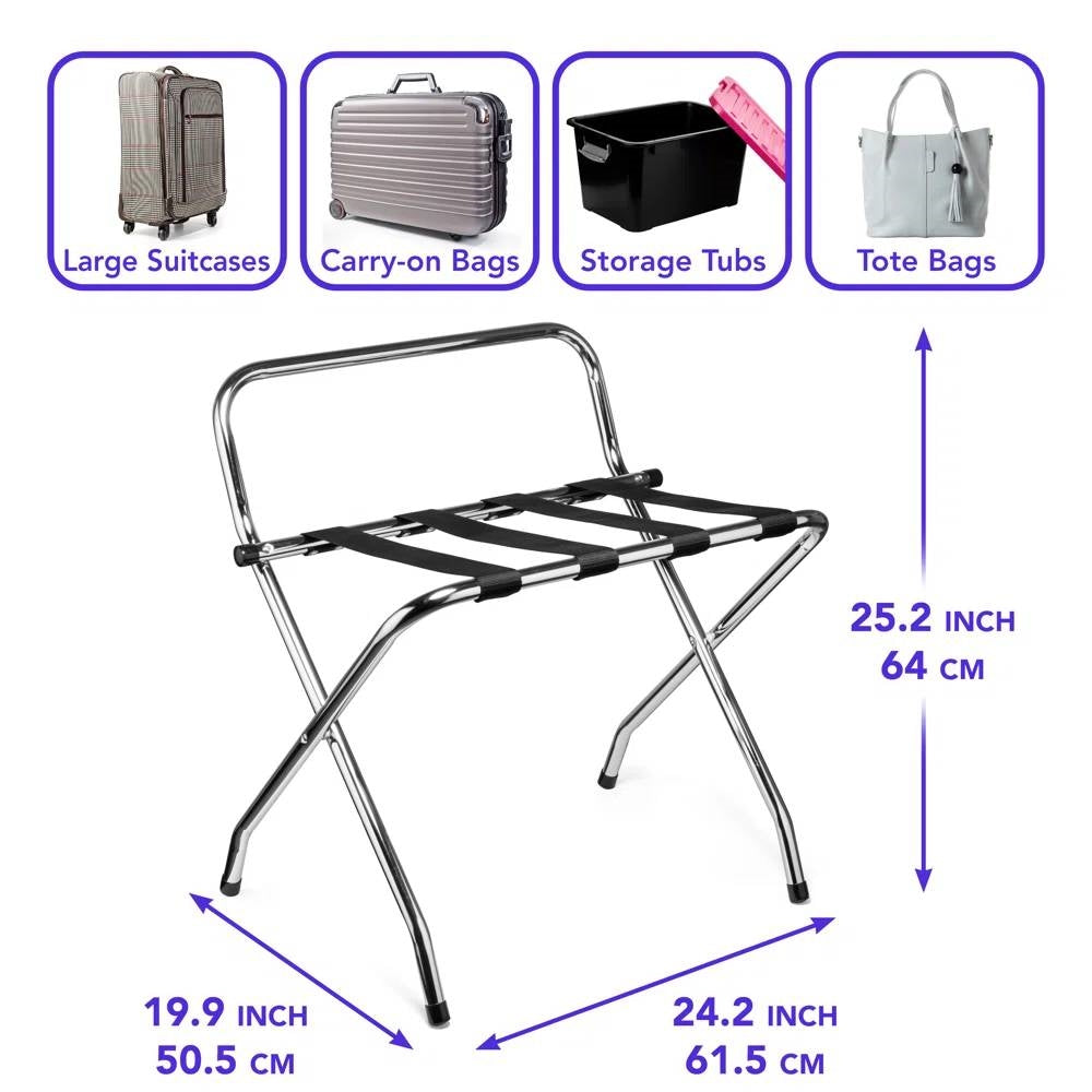 High Back Metal Folding Luggage Rack