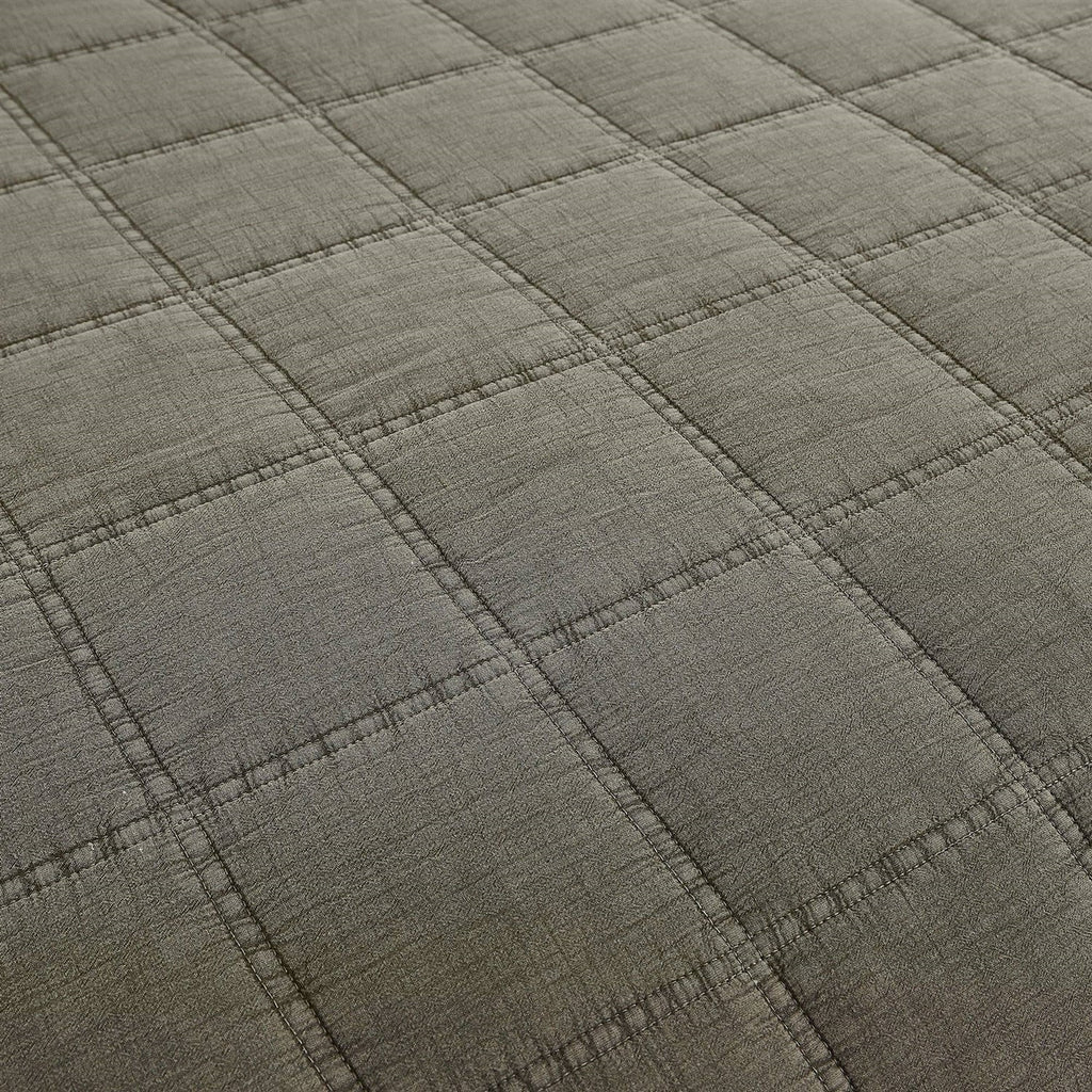 Full/Queen 3 Piece Cotton Faded Stone Washed Lightweight Quilt Set Green