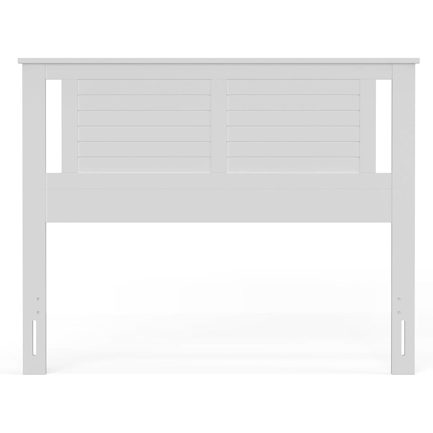 Full size Farmhouse Solid Wood Slatted Headboard in White Finish