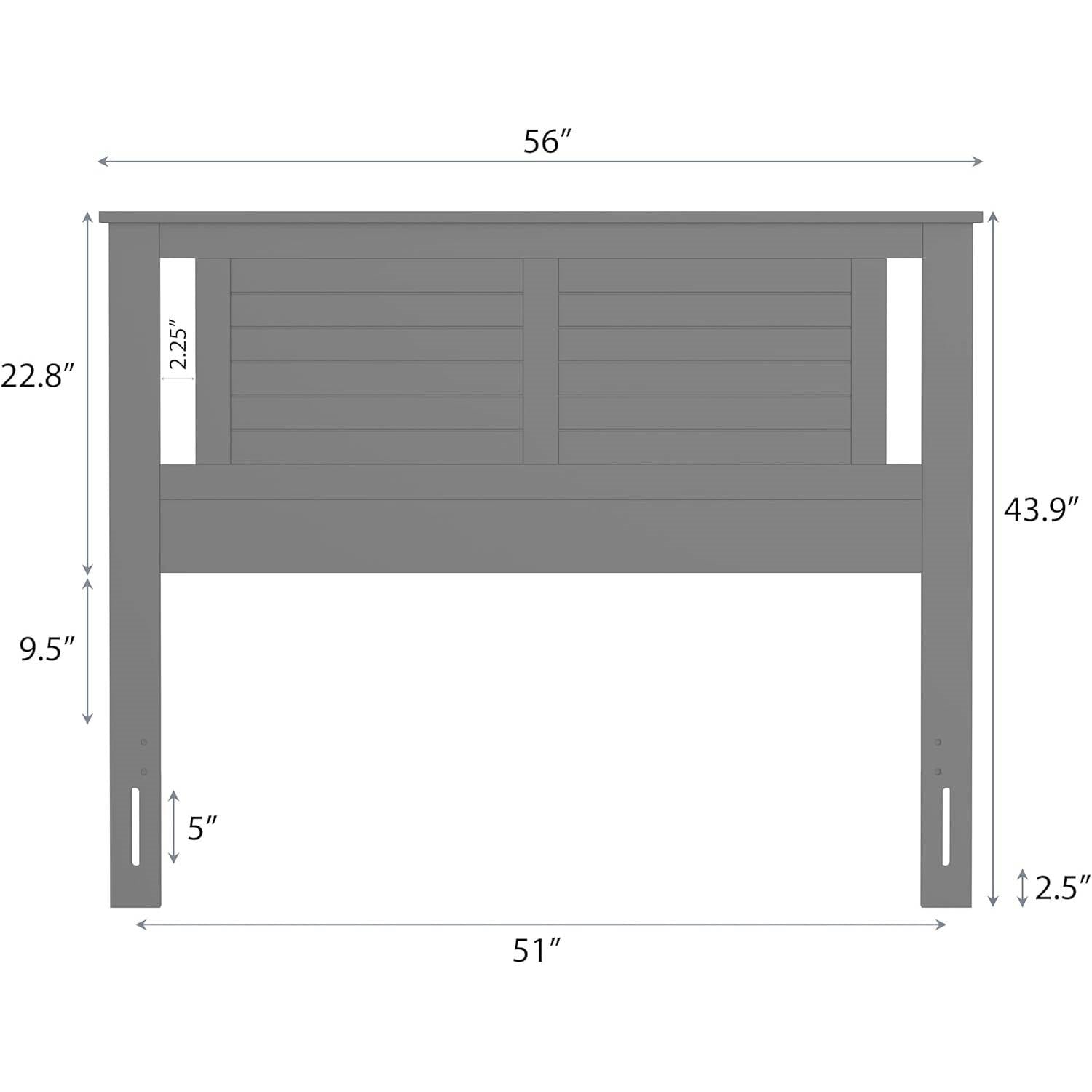 Full size Farmhouse Solid Wood Slatted Headboard in White Finish