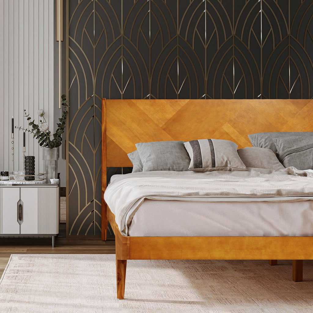 Rorns Gazelle Platform Bed Frame With Headboard