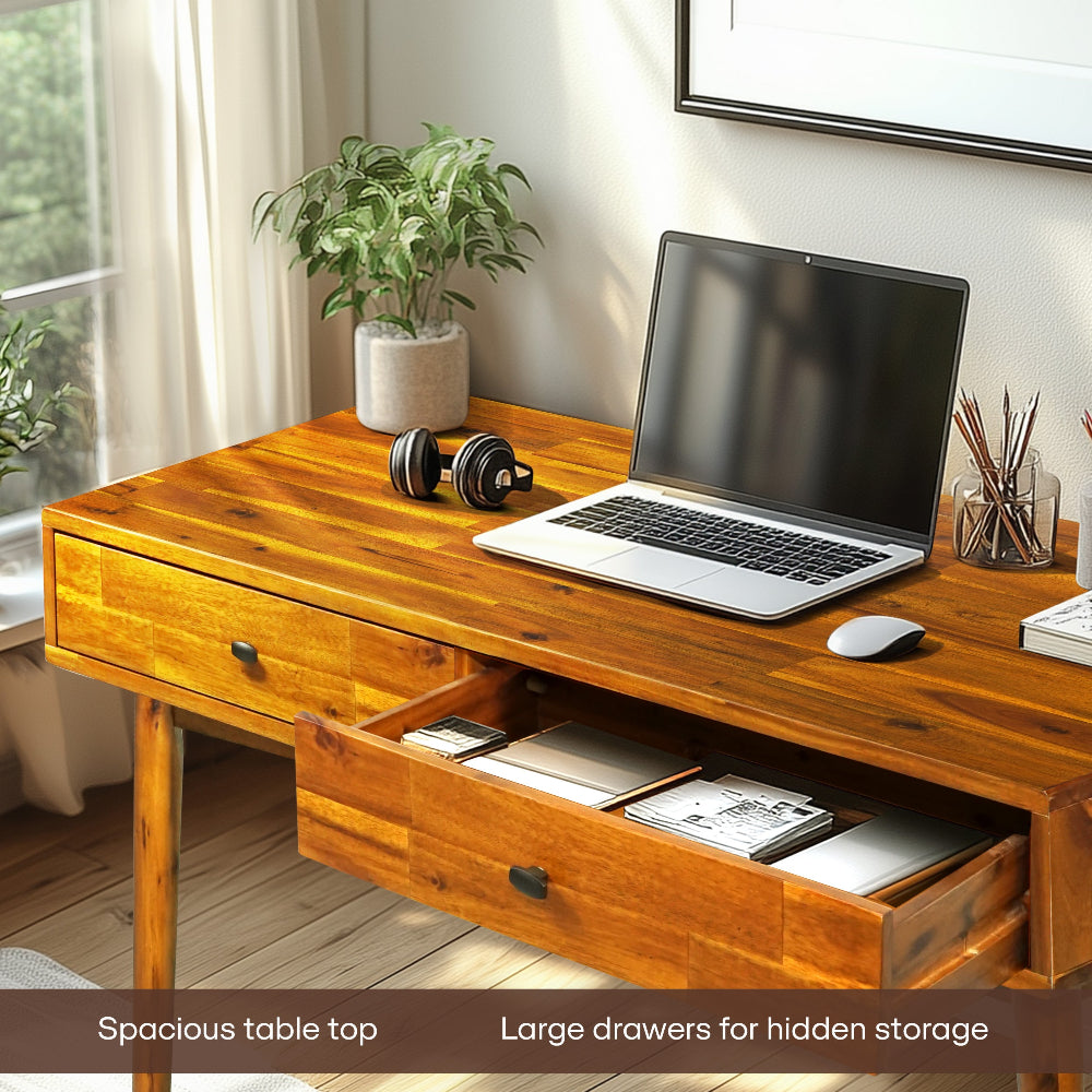 Acacia Lagom 48" Solid Wood Work Desk with Drawers