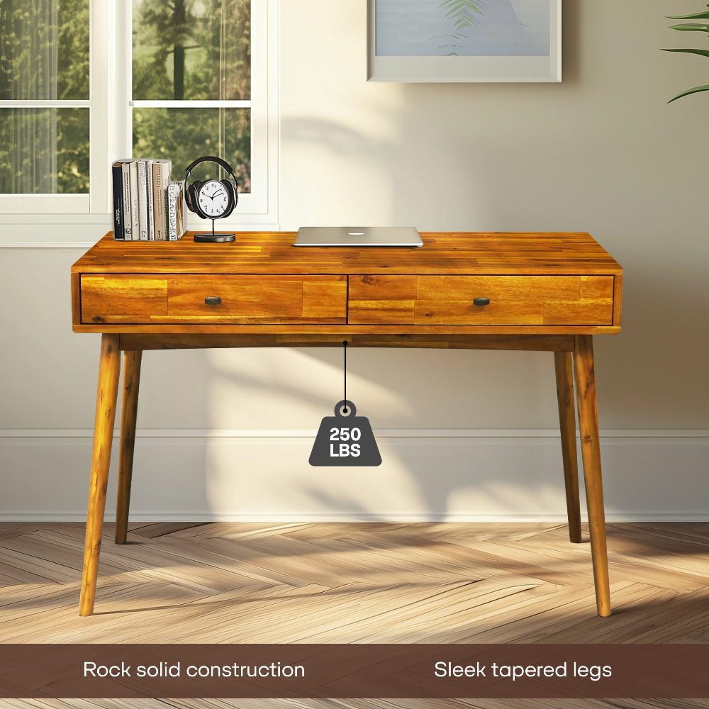 Acacia Lagom 48" Solid Wood Work Desk with Drawers