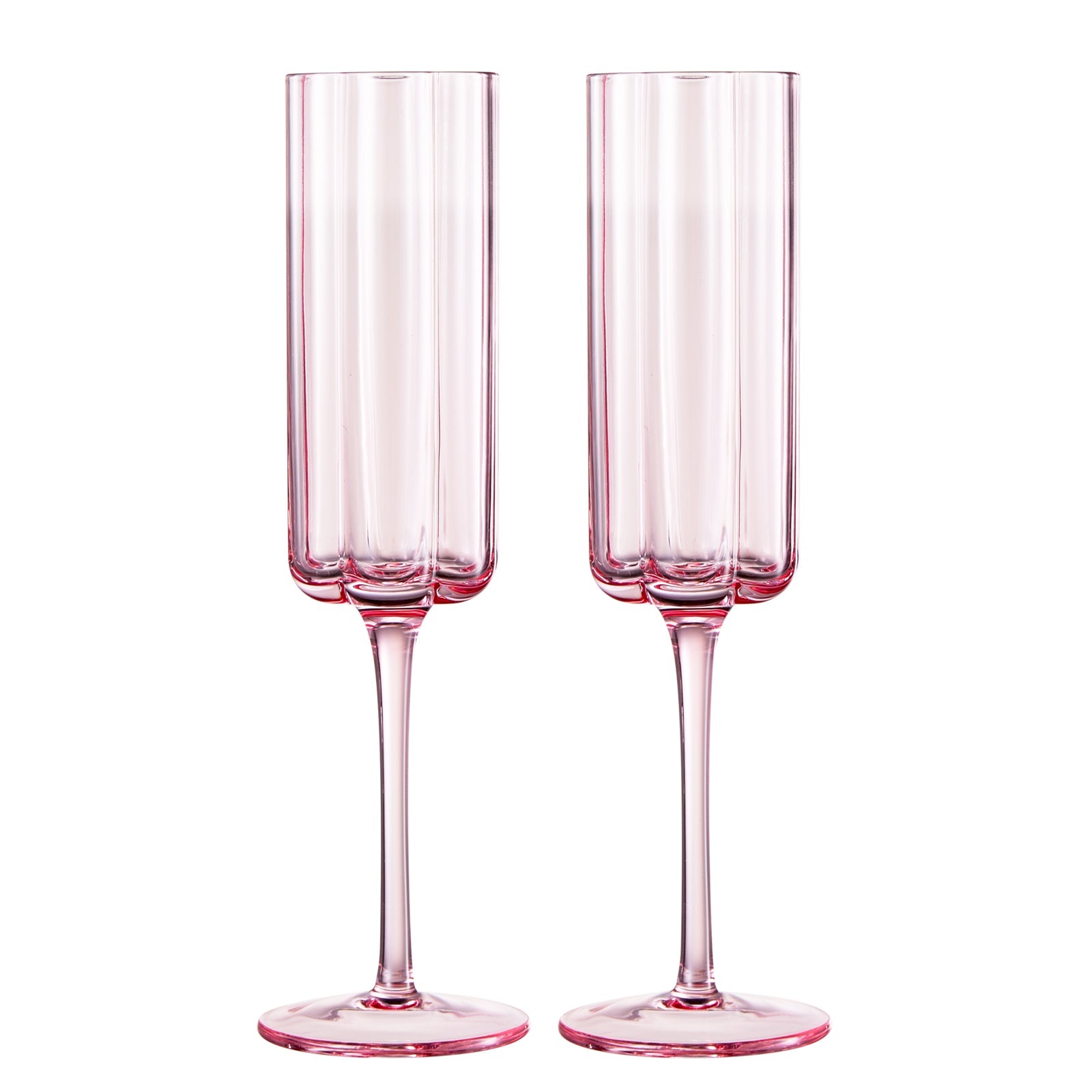 Flower Champagne Flute Glassware, Set of 2