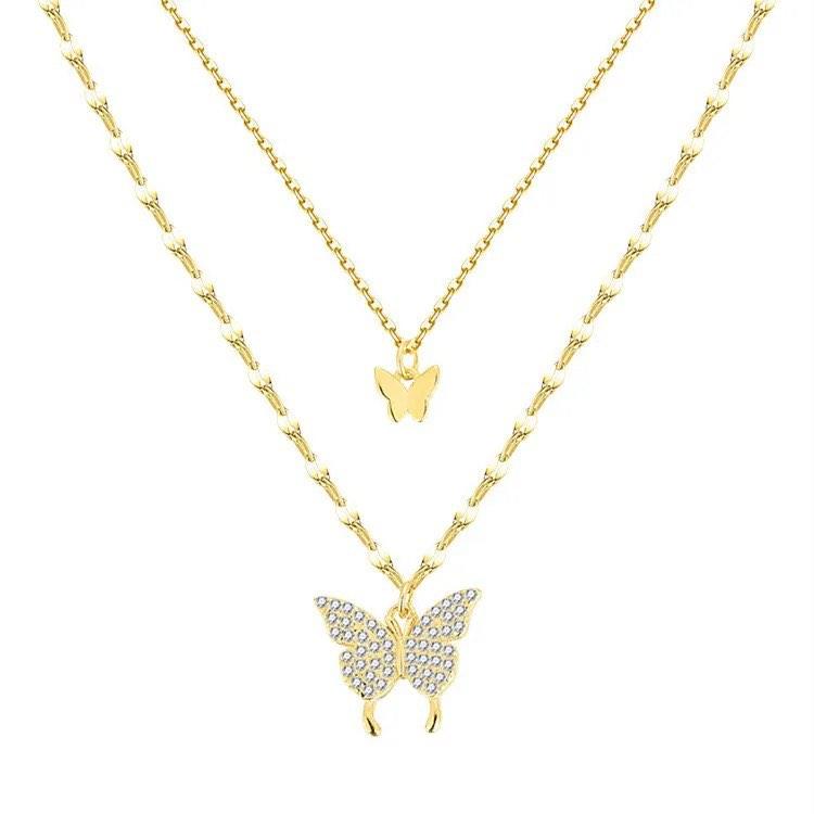 Fluttering Elegance Butterfly Two Layer Necklace