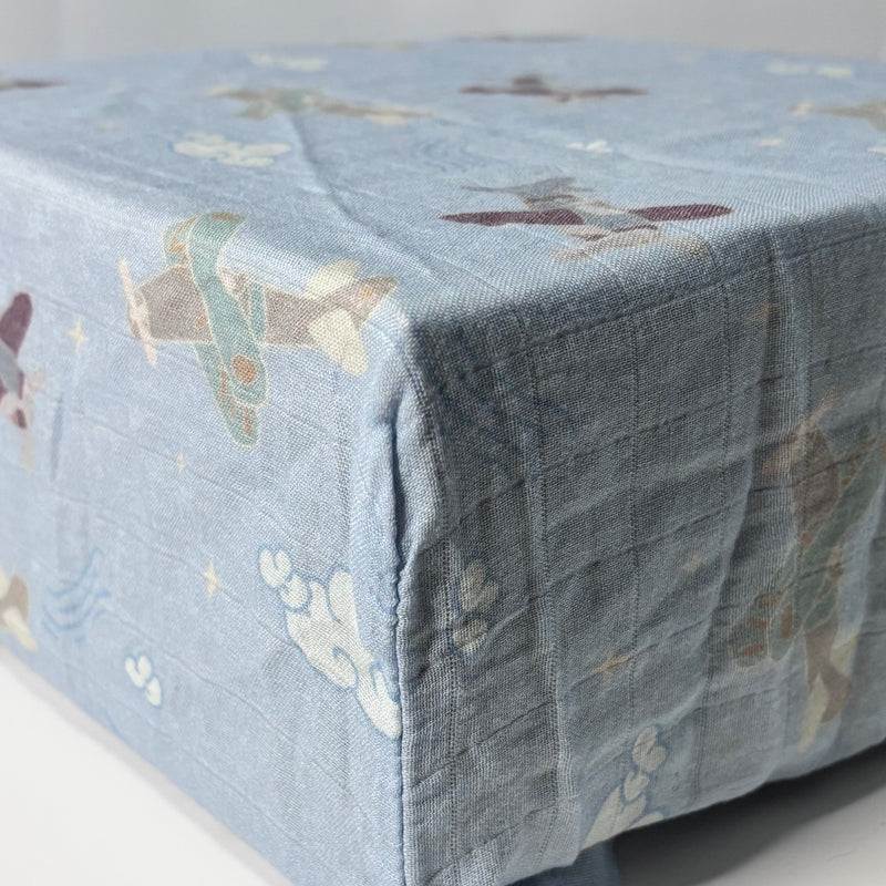 Organic Bamboo Blend Crib Sheet in Dreamy Planes