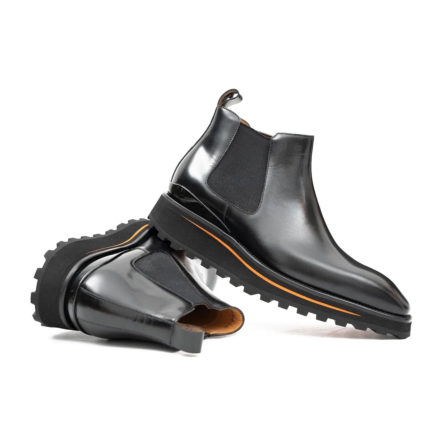 Foil leather Thick-Soled Chelsea Boot 2898 Black