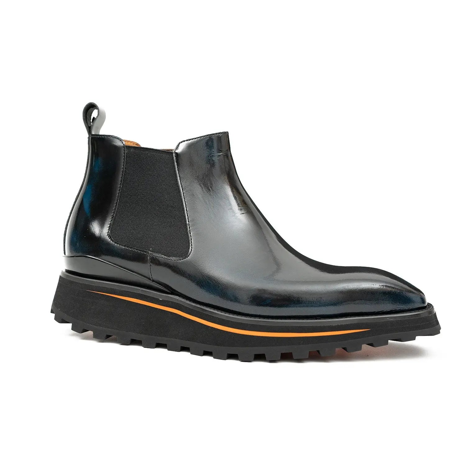 Foil leather Thick-Soled Chelsea Boot 2898 Blue