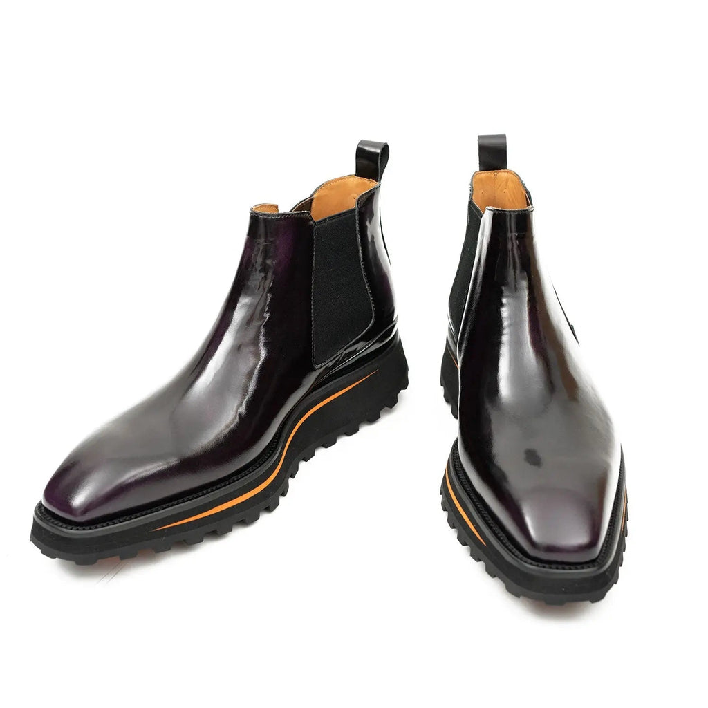 Foil leather Thick-Soled Chelsea Boot 2898 Purple