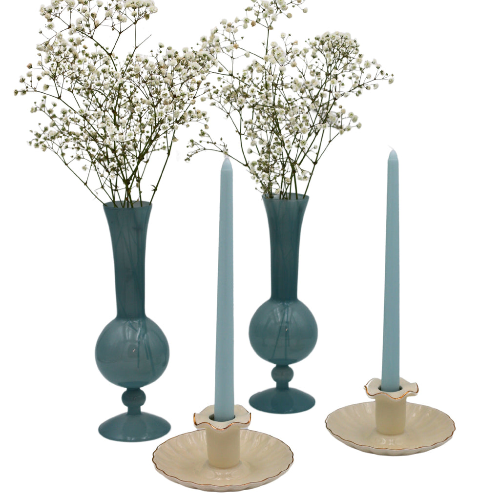 Frosted Blue Haze Vase - Pair