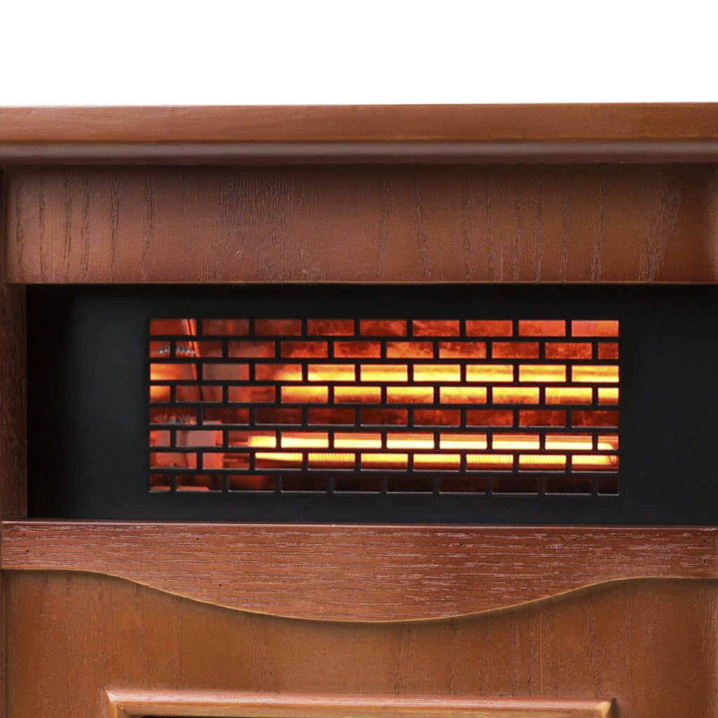 1500-Watt Electric Cabinet 4 Quartz Infrared Heater Wood with LED Digital Screen, Remote Control and Timer