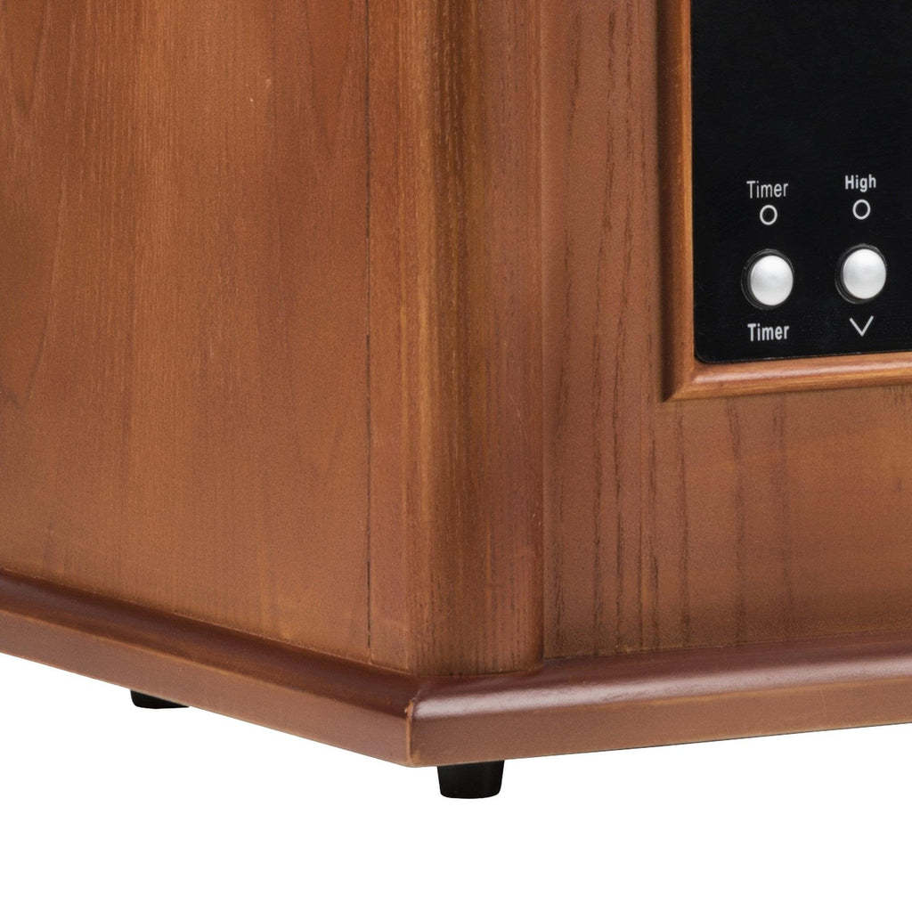 1500-Watt Electric Cabinet 4 Quartz Infrared Heater Wood with LED Digital Screen, Remote Control and Timer