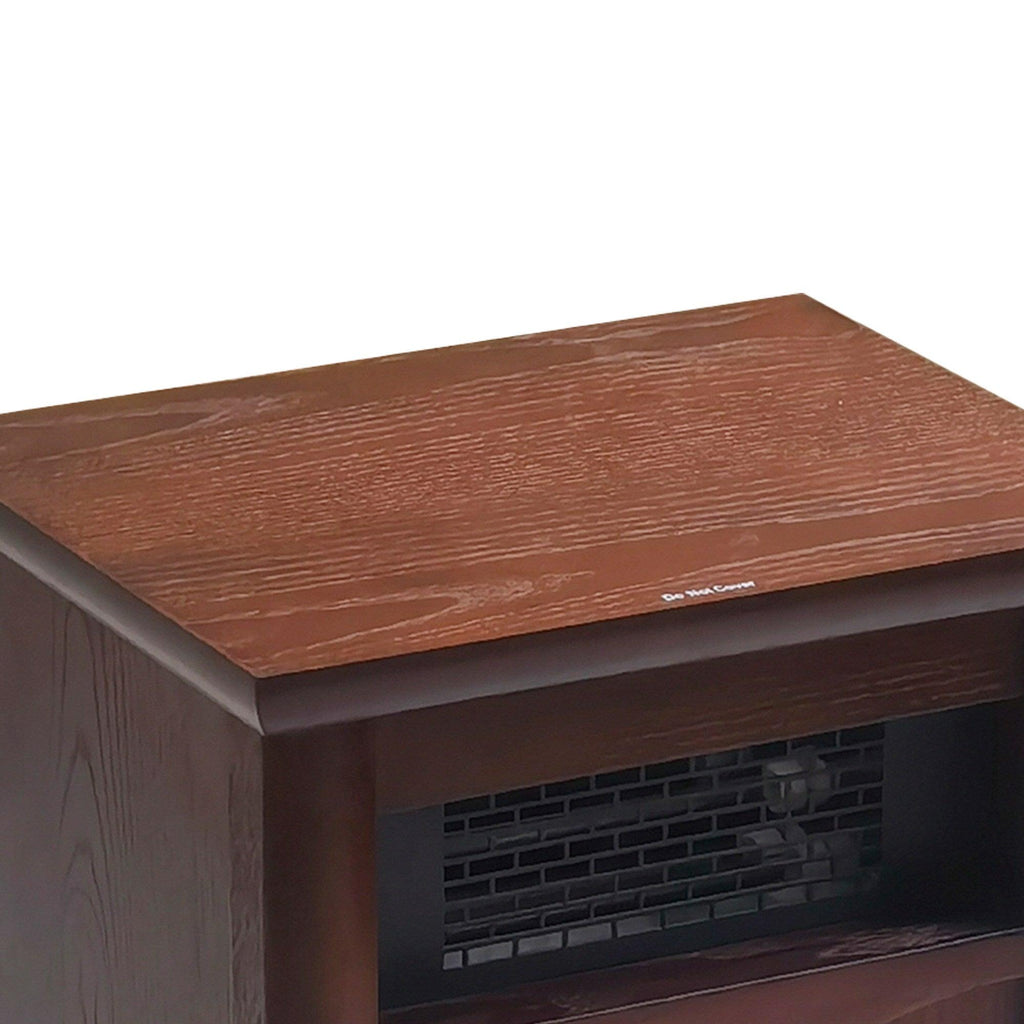 1500-Watt Electric Cabinet 4 Quartz Infrared Heater Wood with LED Digital Screen, Remote Control and Timer