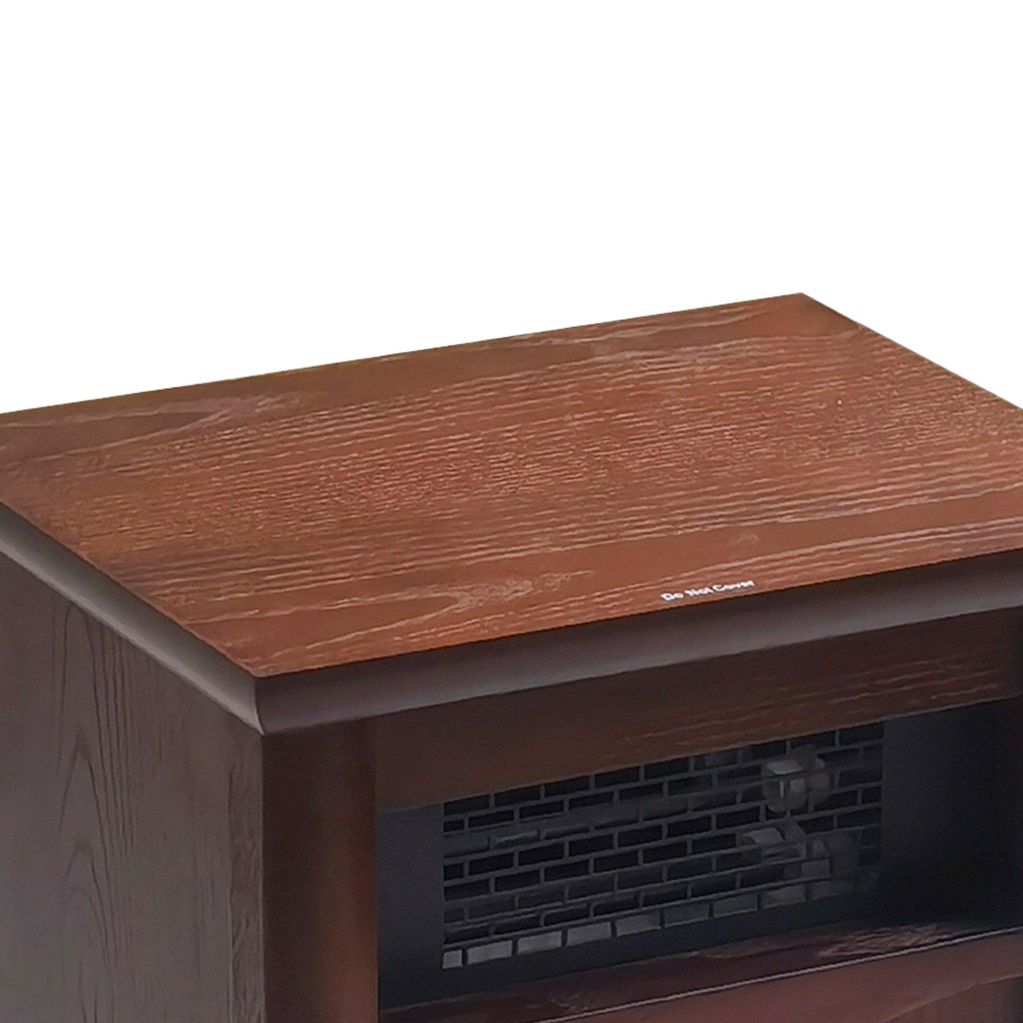 1500-Watt Electric Cabinet 4 Quartz Infrared Heater Wood with LED Digital Screen, Remote Control and Timer