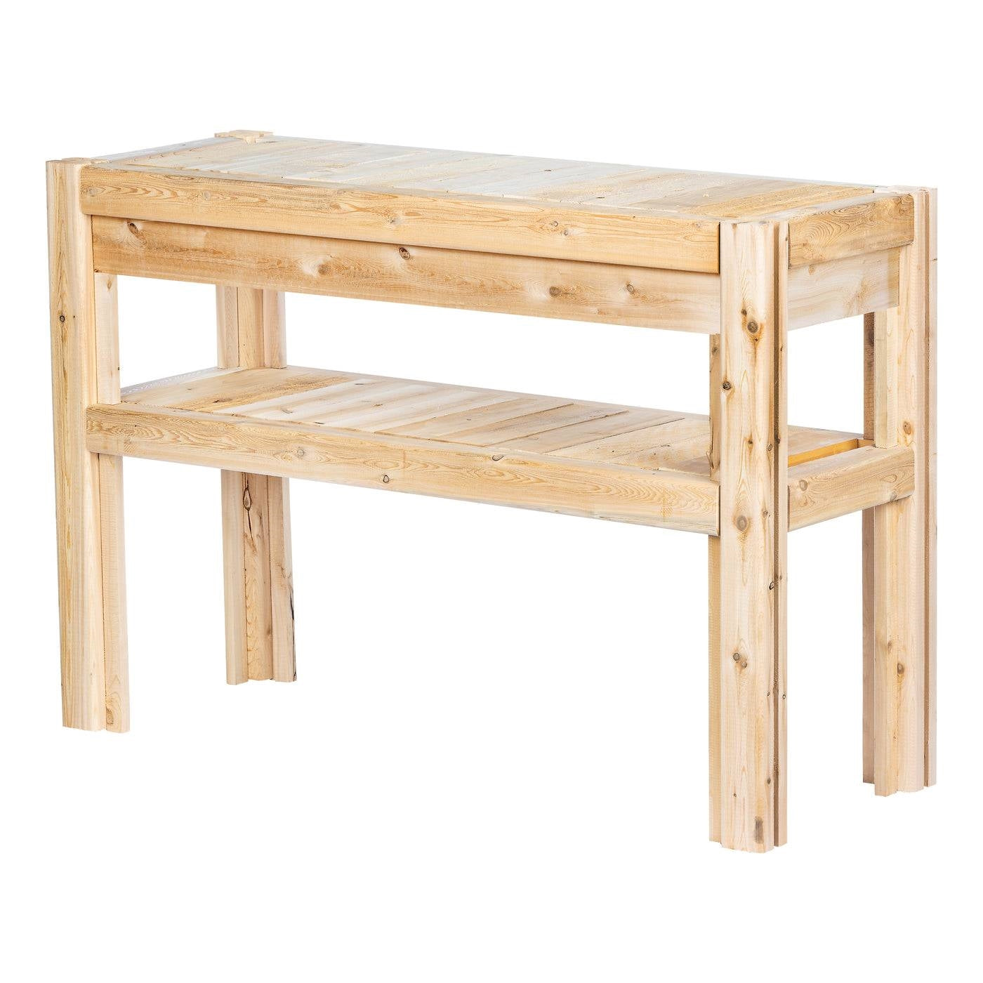 2 Tier Adjustable Cedar Wood Multipurpose Storage Shelves - Made In USA