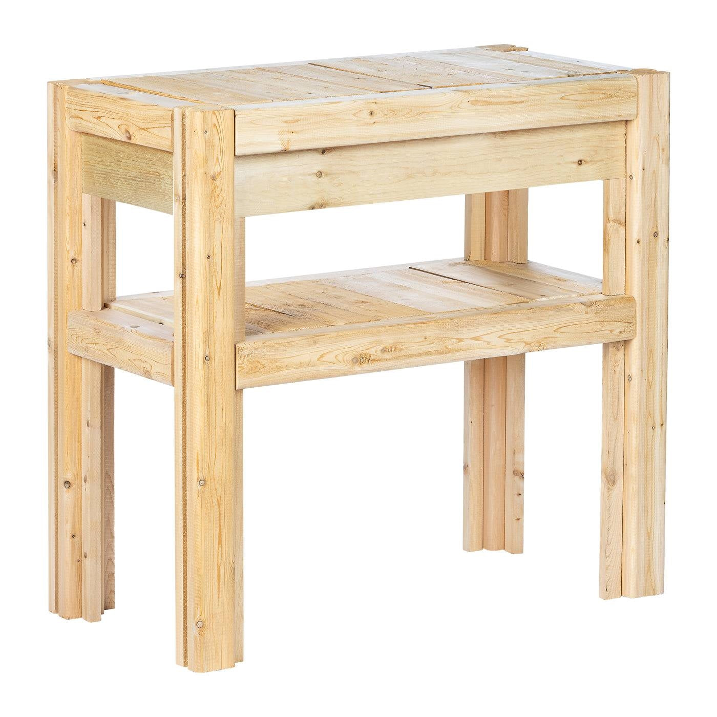 2 Tier Adjustable Cedar Wood Garden Storage Shelves - Made In USA