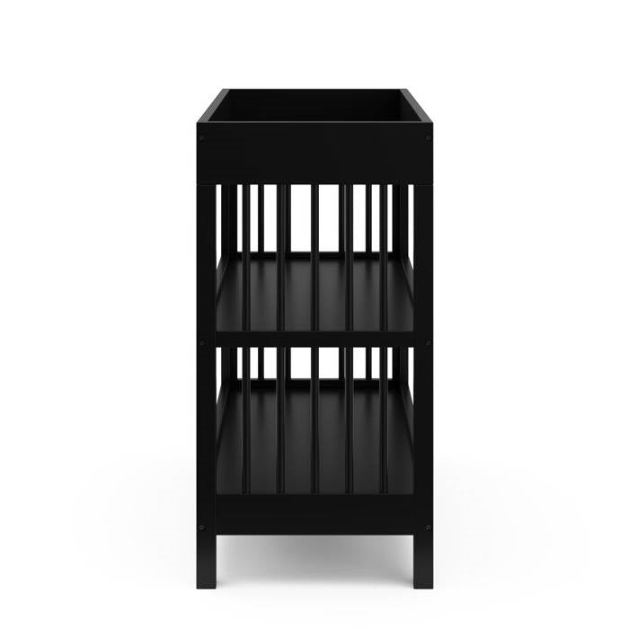 Modern Changing Table in Black Wood Finish with Safety Rail and Changing Pad