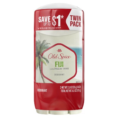 Old Spice Men's Solid Deodorant Fiji with Palm Tree Scent Aluminum-Free 3oz/2pk - New