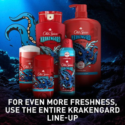 Old Spice Krakenguard Body+Face Wash  Deep Ocean Scent 33.4 fl - New