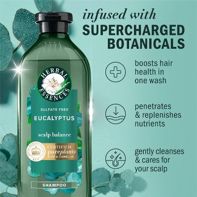 Herbal Essences Eucalyptus Sulfate Free Shampoo, For Dry Scalp 13.5 fl oz - Imperfect Container
