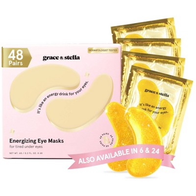 Grace & Stella Energizing Under Eye Mask Gold 48 Pair - New