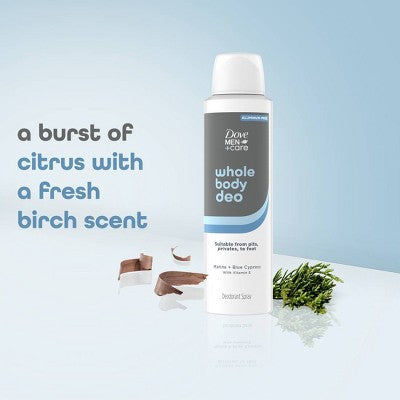Dove Men+Care Whole Body Deodorant Spray Marine + Blue Cypress Aluminum-Free 4oz - Imperfect Container