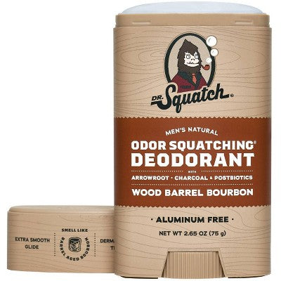 DR. SQUATCH Men's Natural Solid Deodorant Wood Barrel Bourbon 2.65oz - New