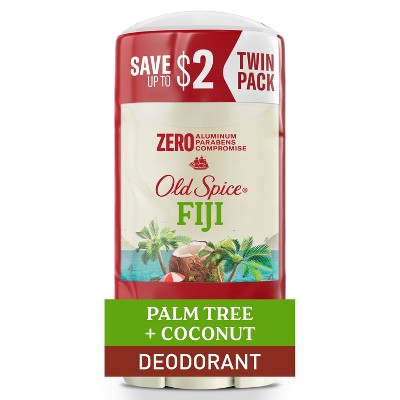 Old Spice Men's Solid Deodorant Fiji with Palm Tree Scent Aluminum-Free 3oz/2pk - New