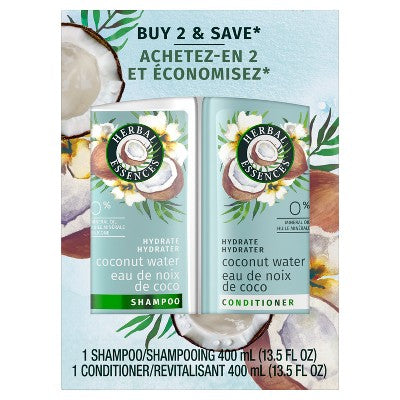 Herbal Essences Classic Hydrate Coconut Water & Jasmine Moisturizing Shampoo and Conditioner Set 27 fl oz - New
