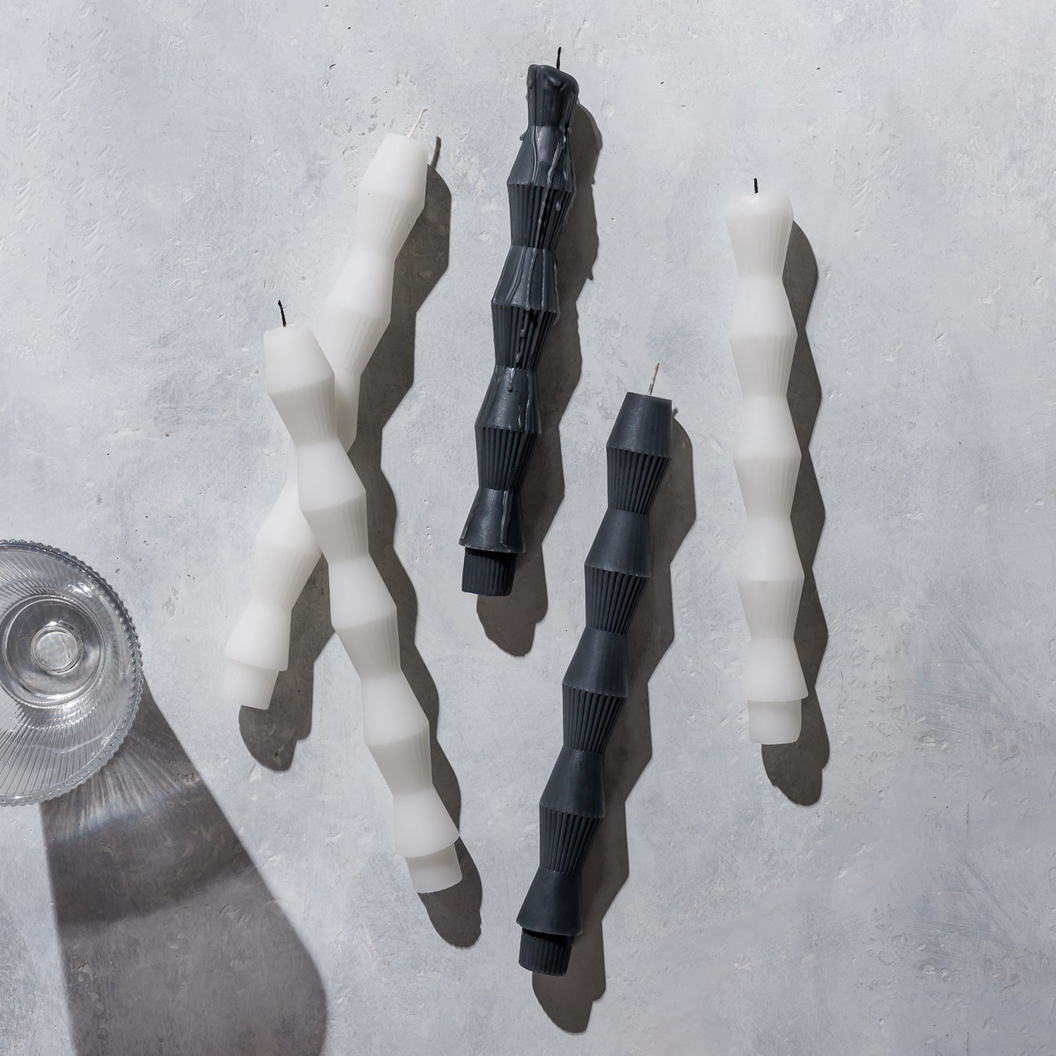 Charcoal  Geometric Pillar Candle (Set of 2)