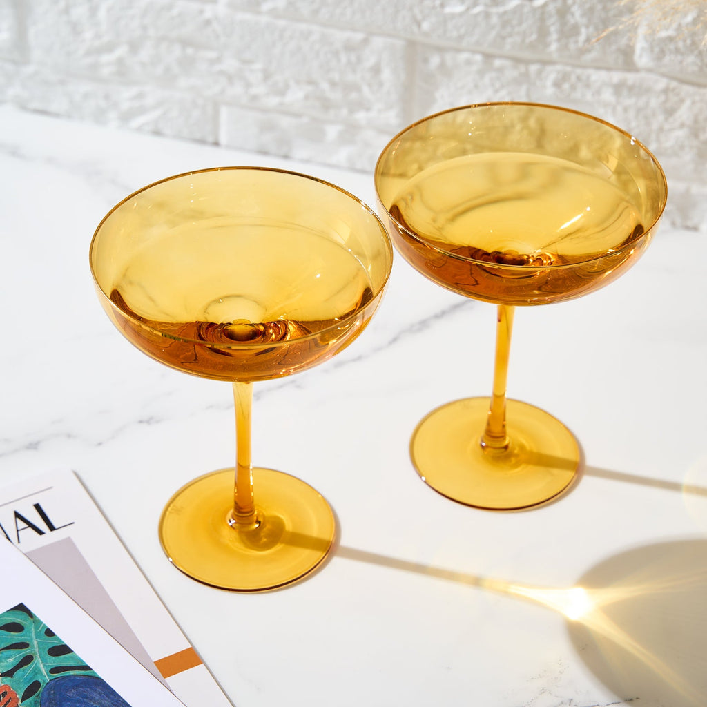 Palazzo Champagne Coupe, Cocktail Glassware, Set of 2, Yellow