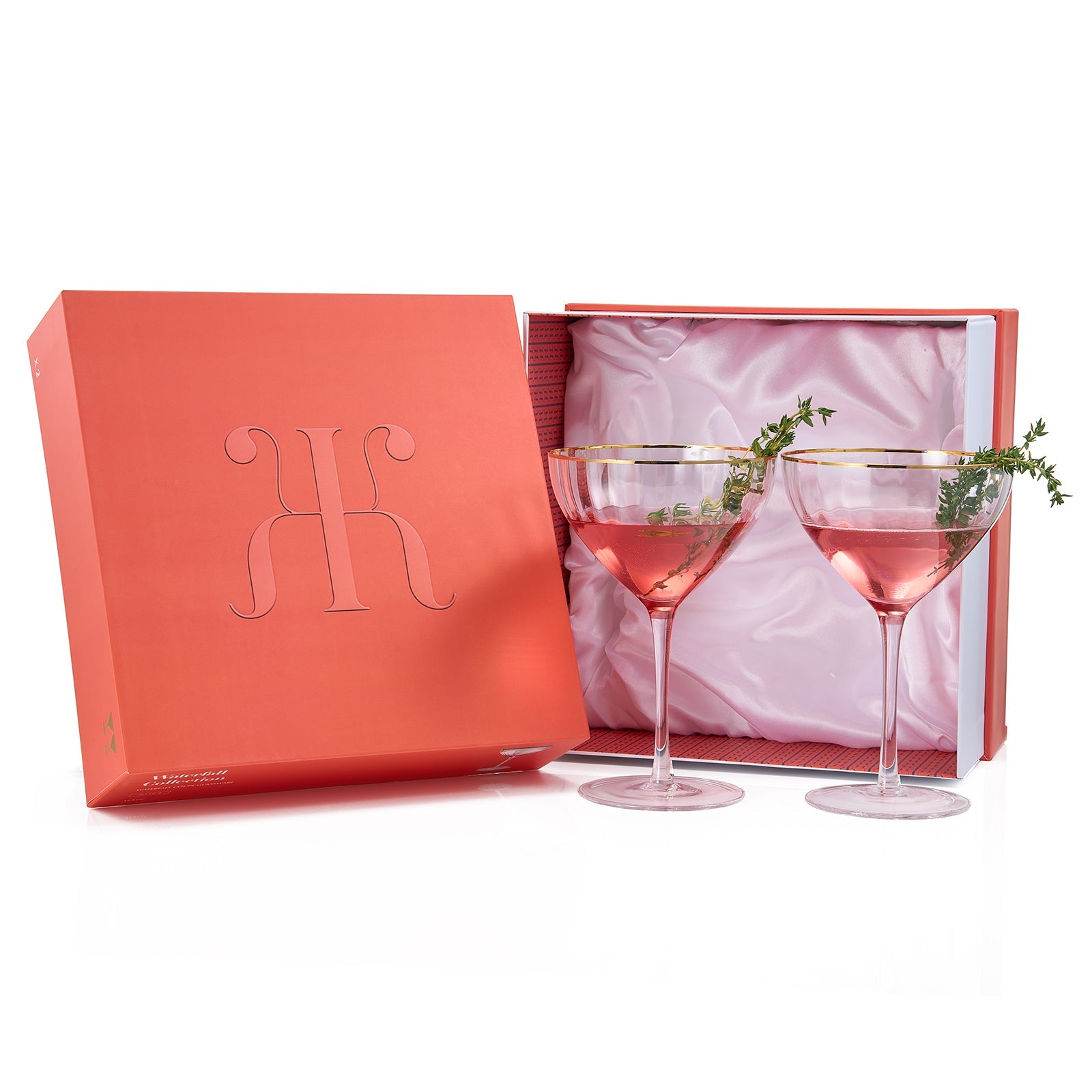 Waterfall Champagne Coupe, Cocktail Glassware, Set of 2