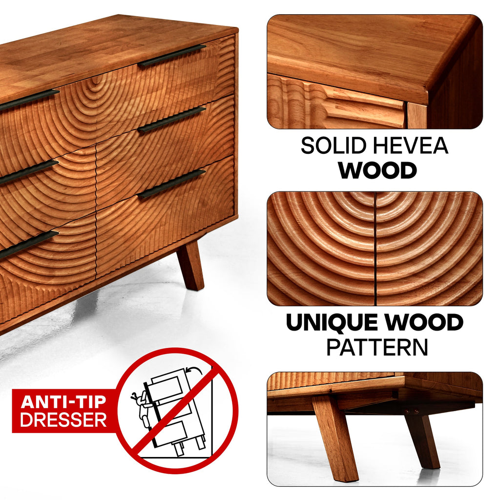 Acacia Harmony Dresser with 6 Drawers