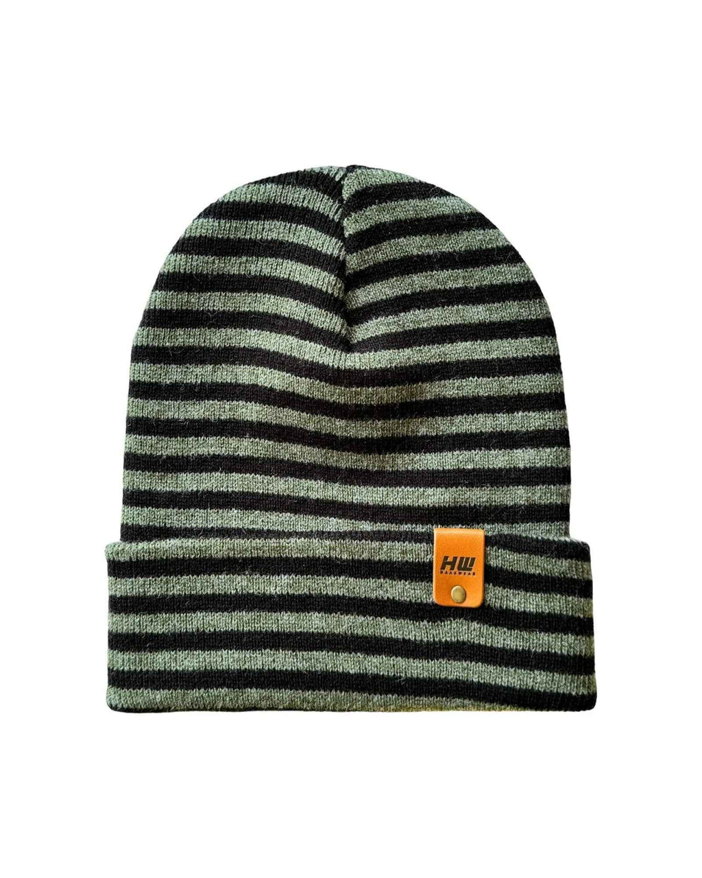 HAAKWEAR Classic RORO Cuffed Beanie / Hat - Black / Green, Made in USA