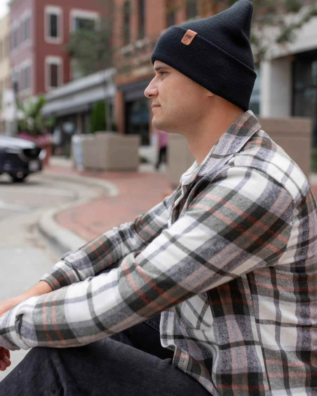 HAAKWEAR Beanie Made in USA - Classic Charcoal Black Knit Cuffed Hat