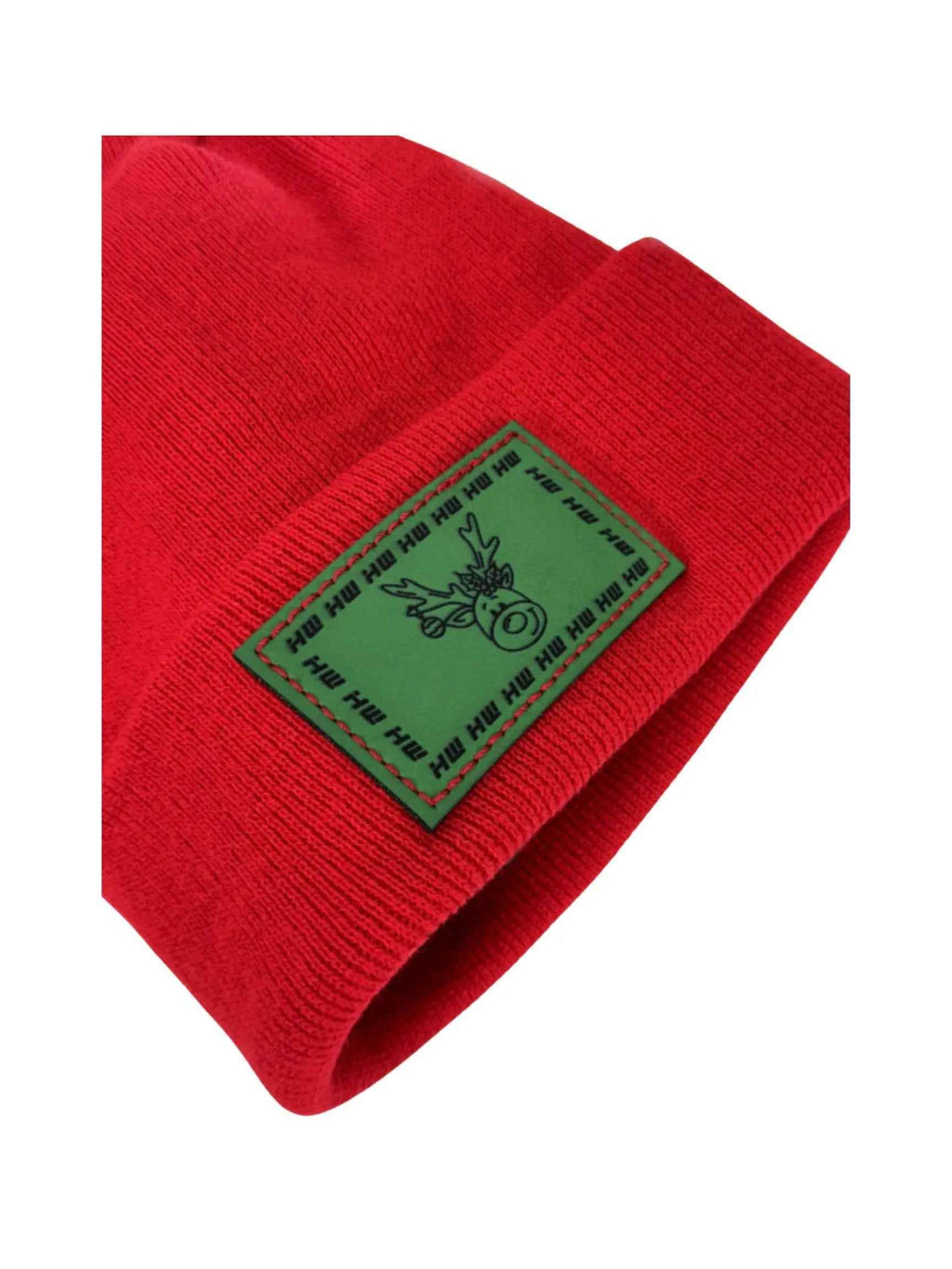 Haakwear Exclusive Christmas Reindeer H-Stitch Beanie - Limited Edition, Christmas Hat Collection, RED