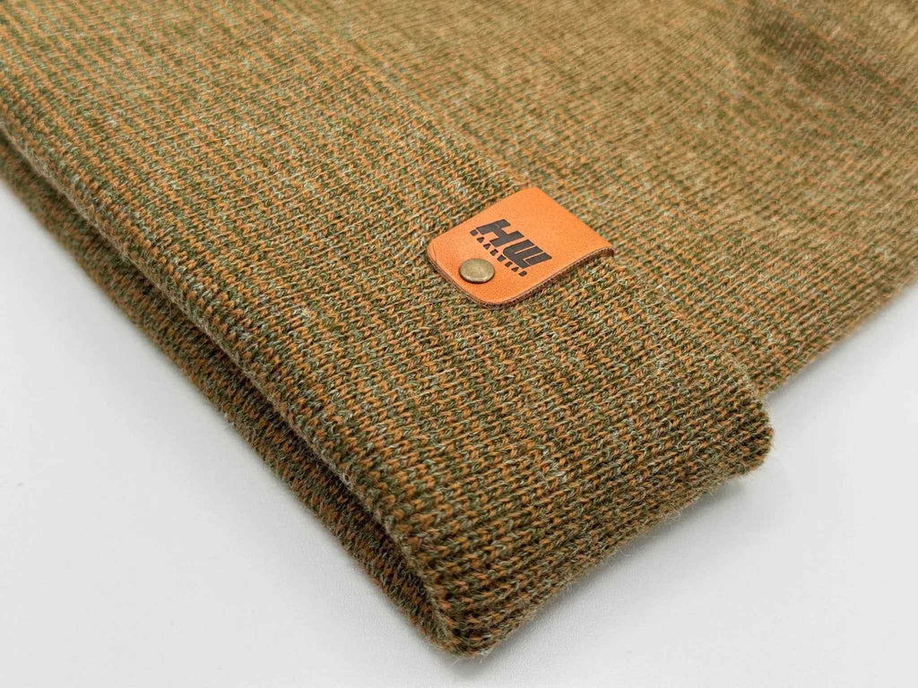 Haakwear H Stitch Fusion Cuffed Beanie / Hat (Patent Design) Brown / Green, Made in USA