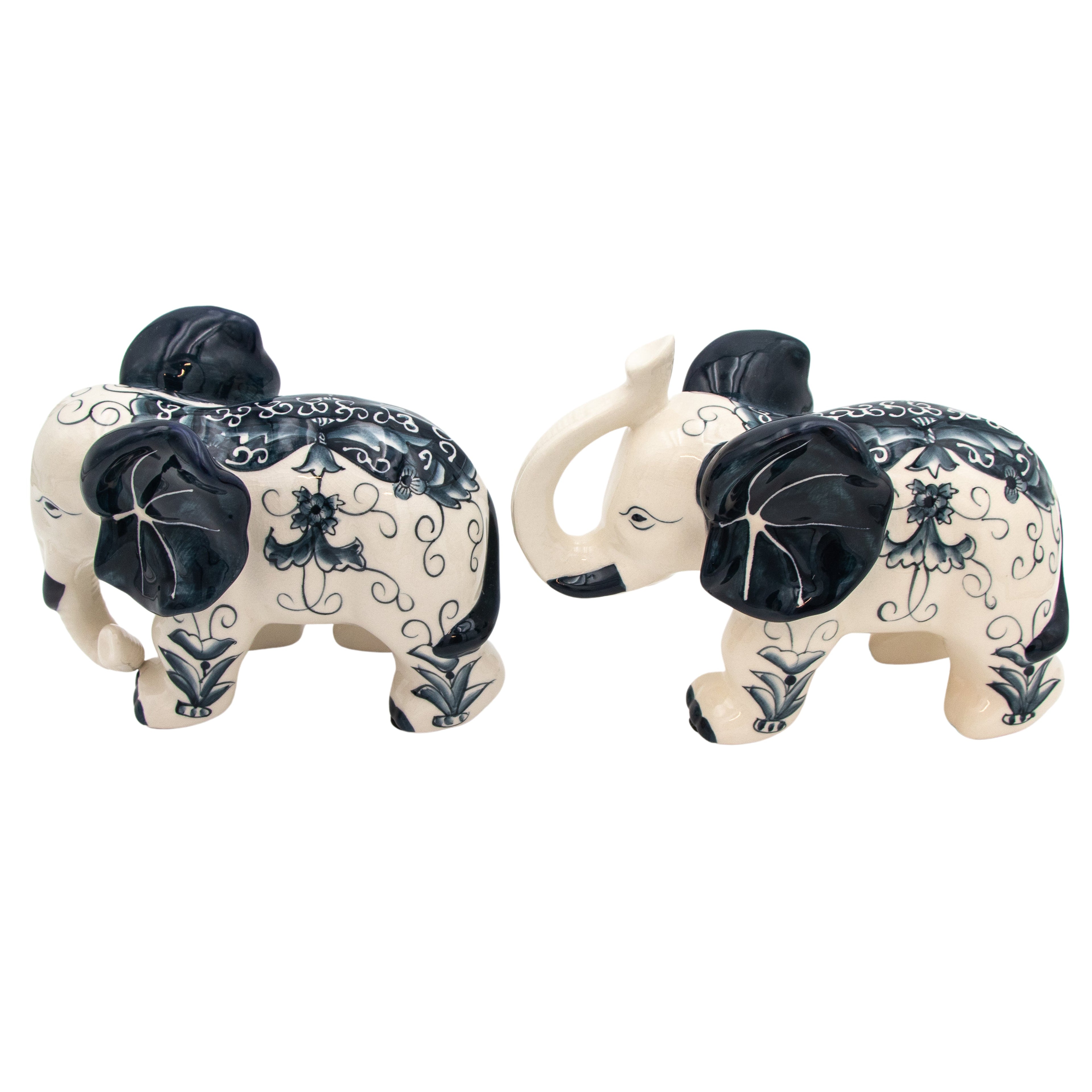 Hand-painted Embera and Nyala Elephants - Pair