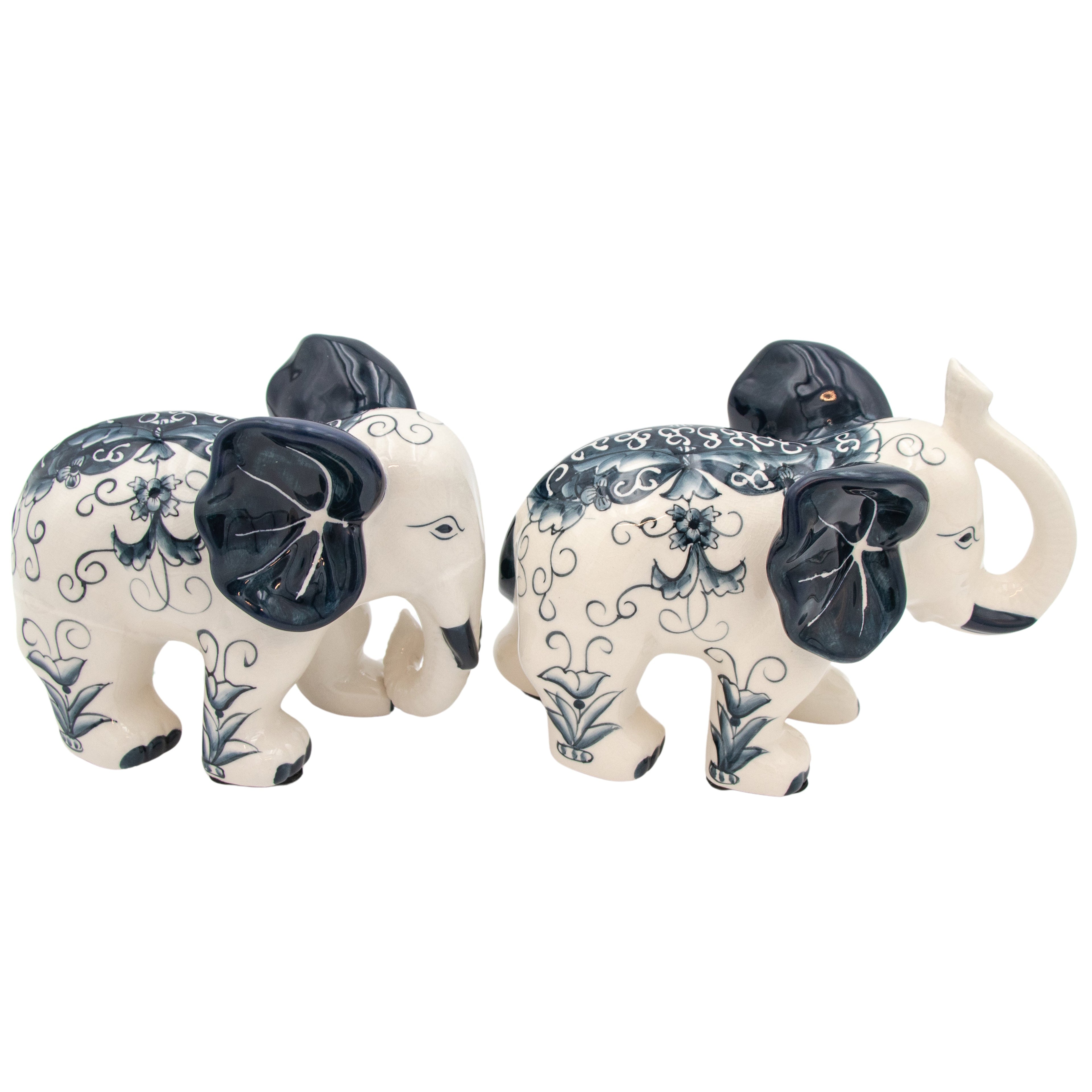 Hand-painted Embera and Nyala Elephants - Pair
