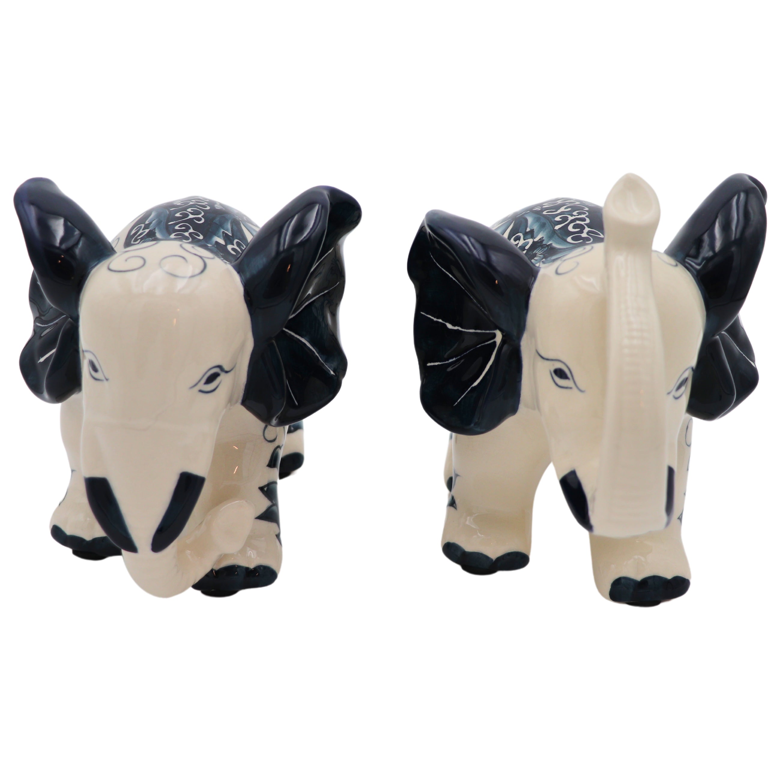 Hand-painted Embera and Nyala Elephants - Pair