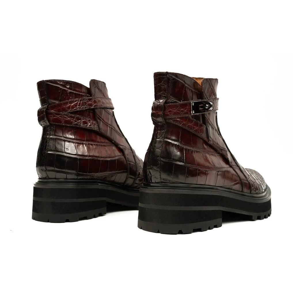 Handmade Nile Croc Chelsea Boots with Buckle