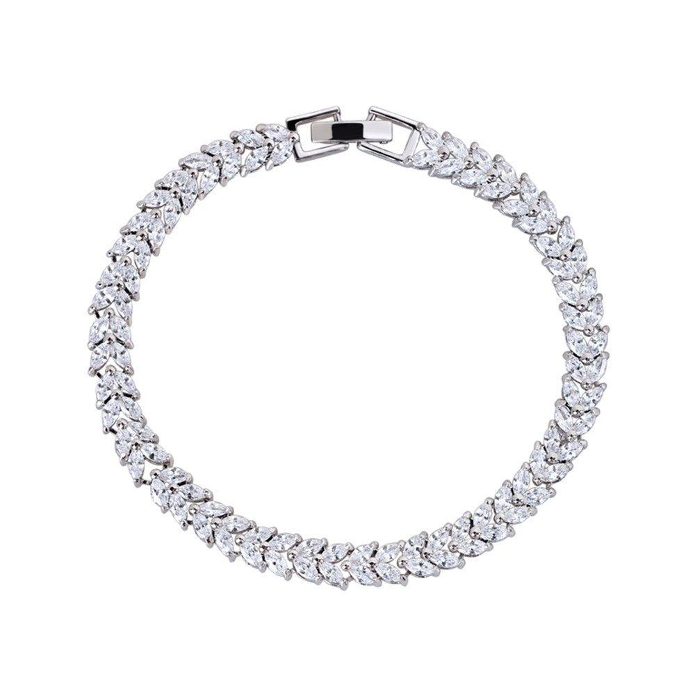Heart Cubic Zirconia Tennis Bracelet with Marquise Cut White Diamond Cubic Zirconia Stones