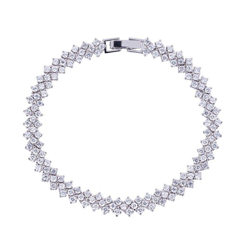Heart Cubic Zirconia Tennis Bracelet with Round Cut White Diamond Cubic Zirconia
