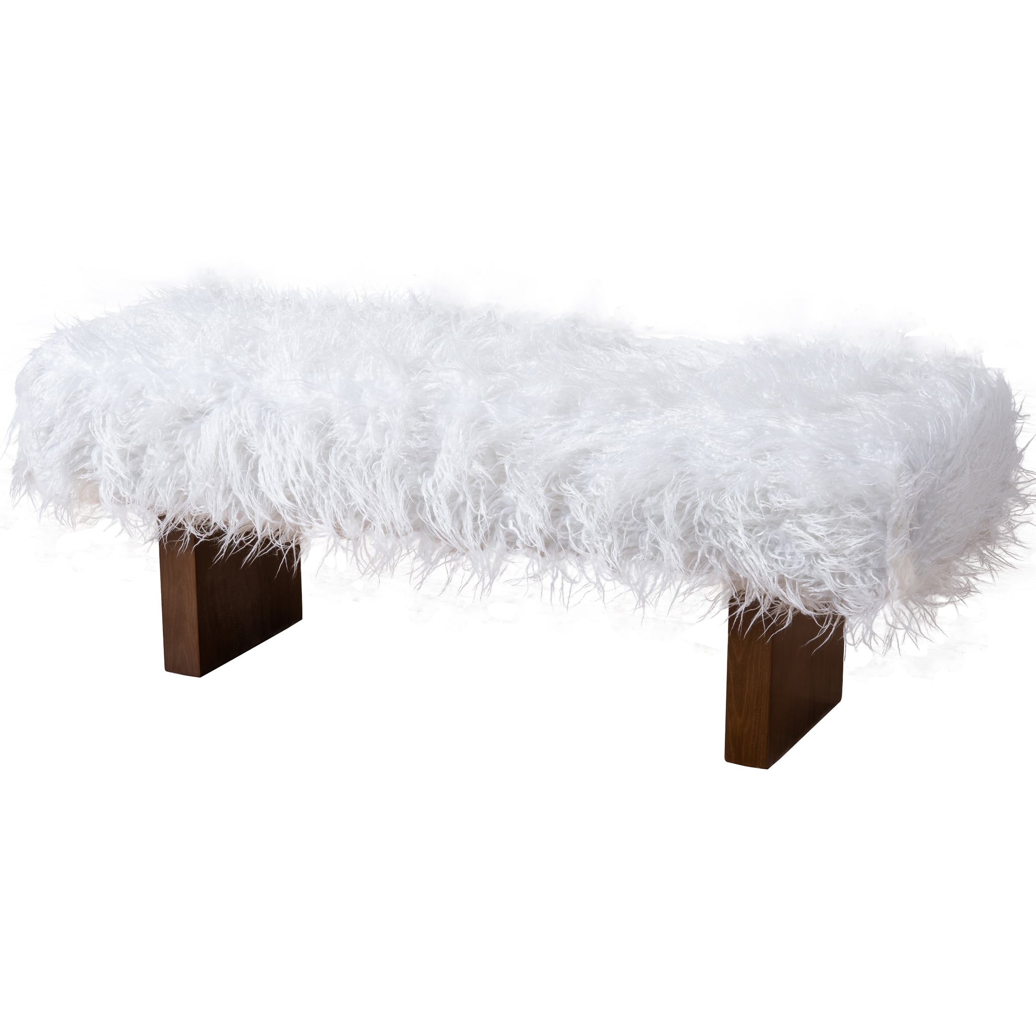 Henley Bench in White Khaki Fur – Luxury Modern Seating – Curated by S