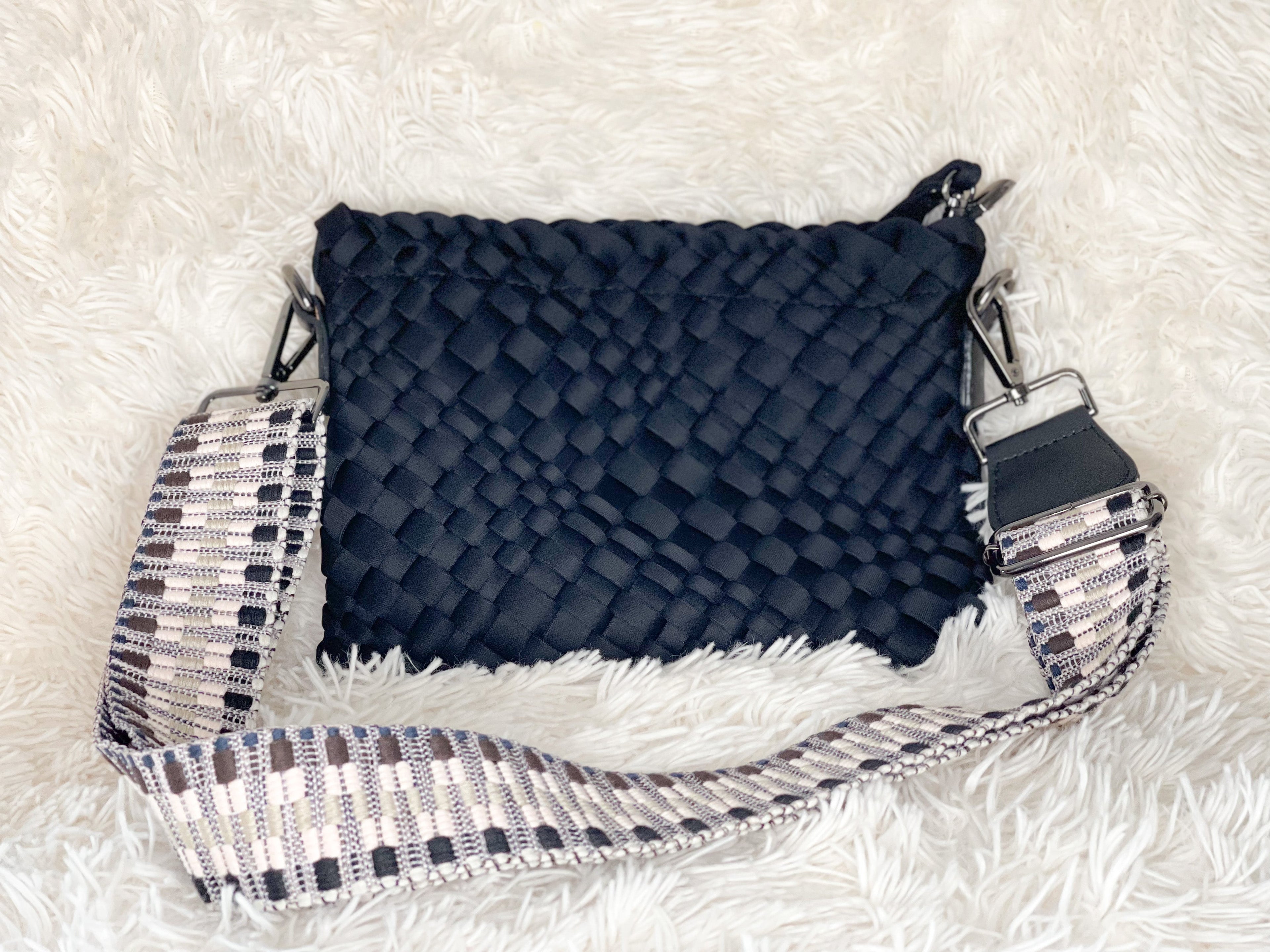 The Bella Woven Neoprene Crossbody - Black
