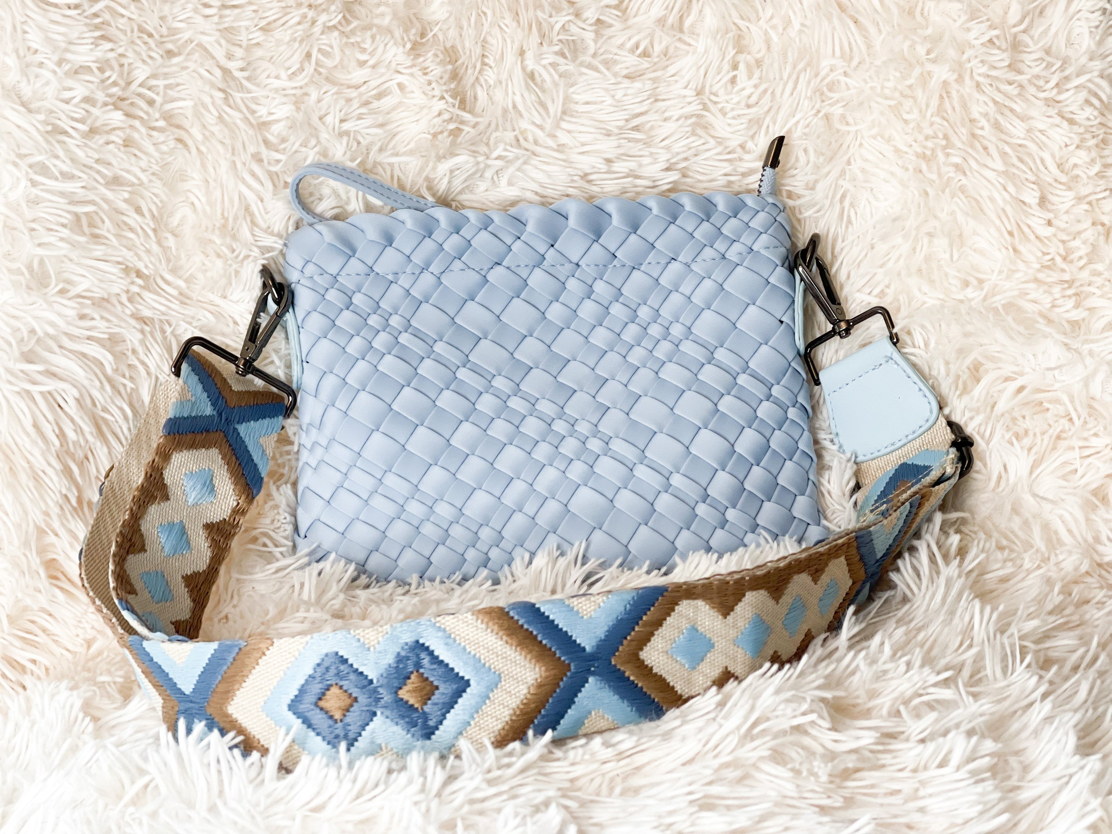 The Bella Woven Neoprene Crossbody - Breezy Blue